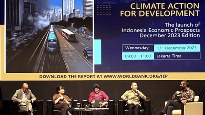 The Launch of World Bank’s Indonesia Economic Prospects - December 2023 Edition on Wednesday, 13 December 2023 "Climate Action for Development” in Soehanna Hall at the Energy Building