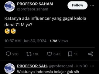 akun X @profesor_saham dalam unggahannya pada Minggu, 30 Juni 2023